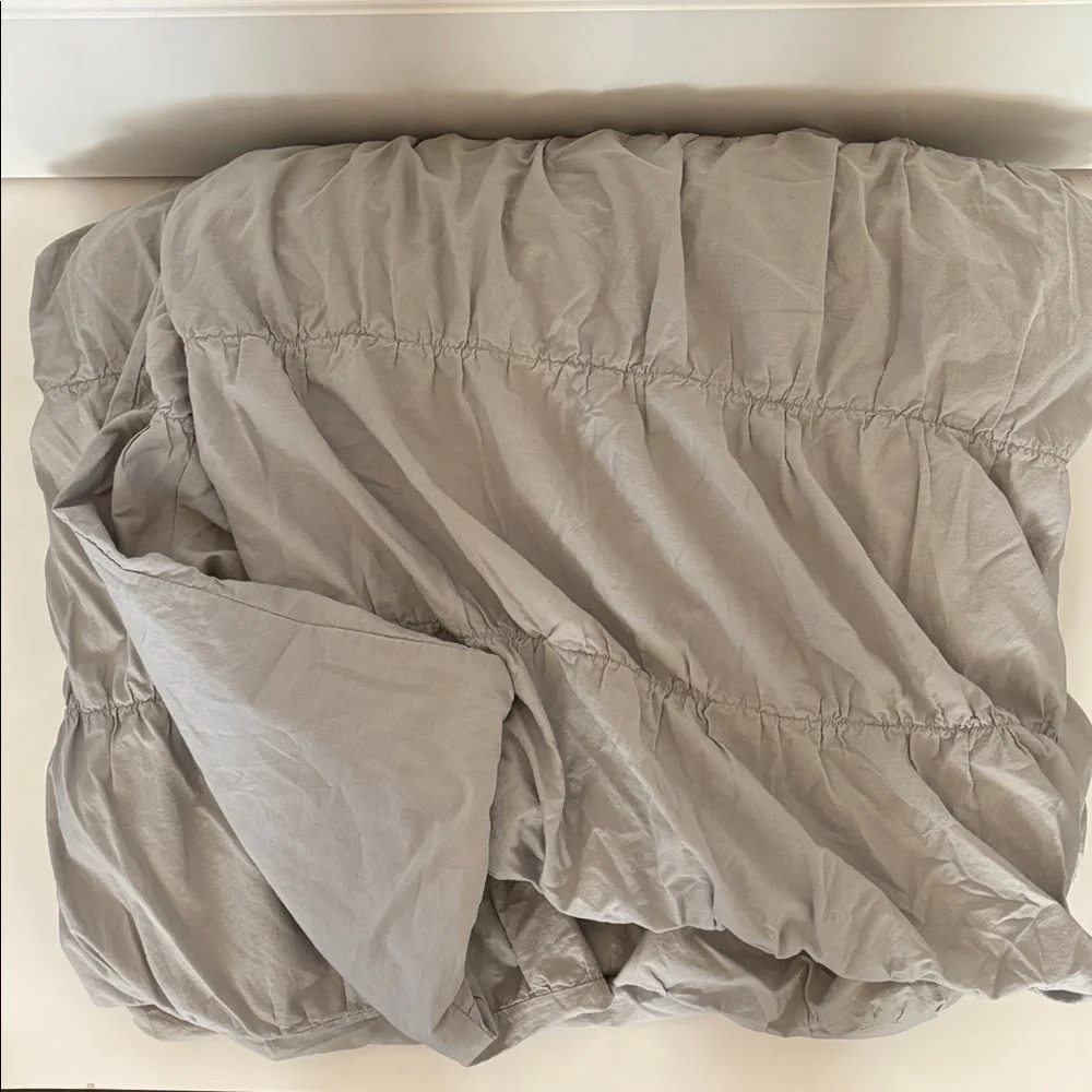 Pottery Barn‎ Teen Gray Ruched Full / Queen Duvet Cover College Dorm